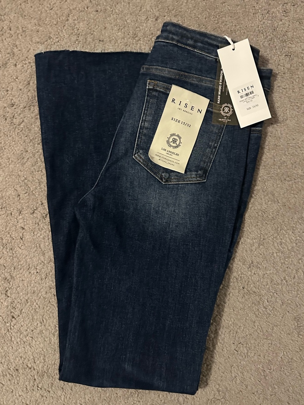 RISEN Women's Dark Blue Flare Leg Jeans 32 LONG
